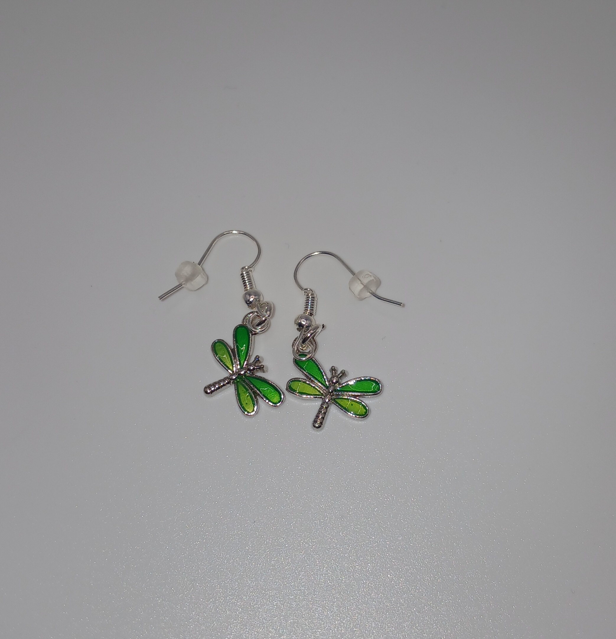 Green Dragonfly Dangle Earrings