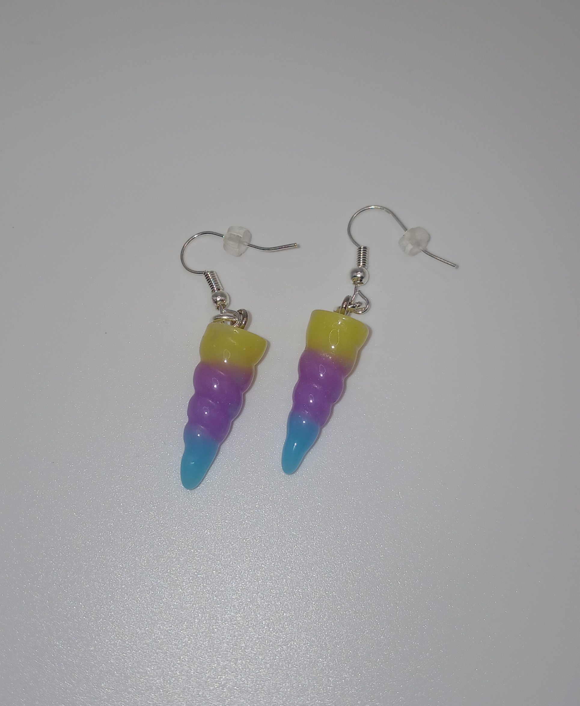 Yellow, Purple & Blue Unicorn Horn Dangle Earrings
