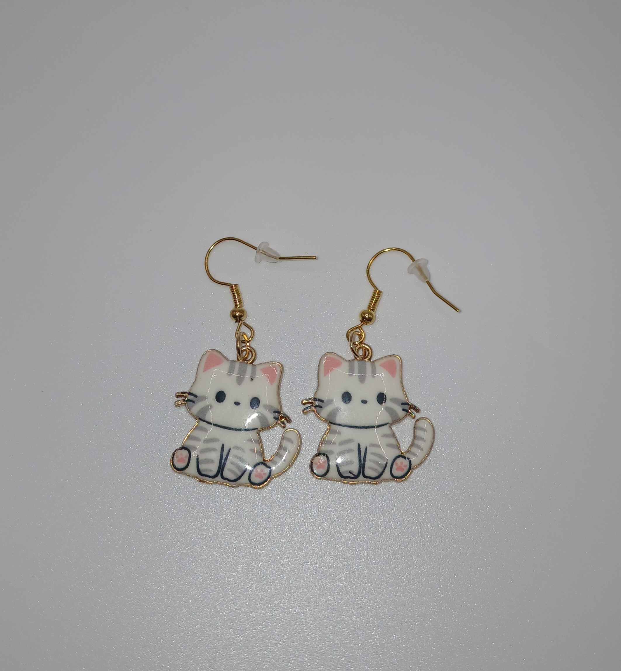 White Cat Dangle Earrings