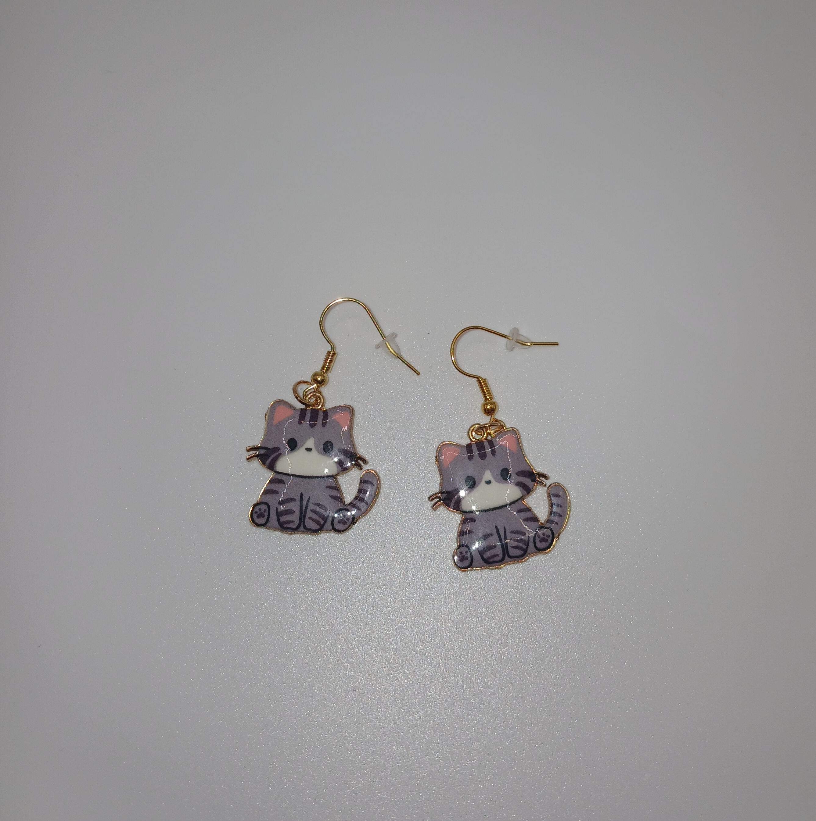 Grey Cat Dangle Earrings