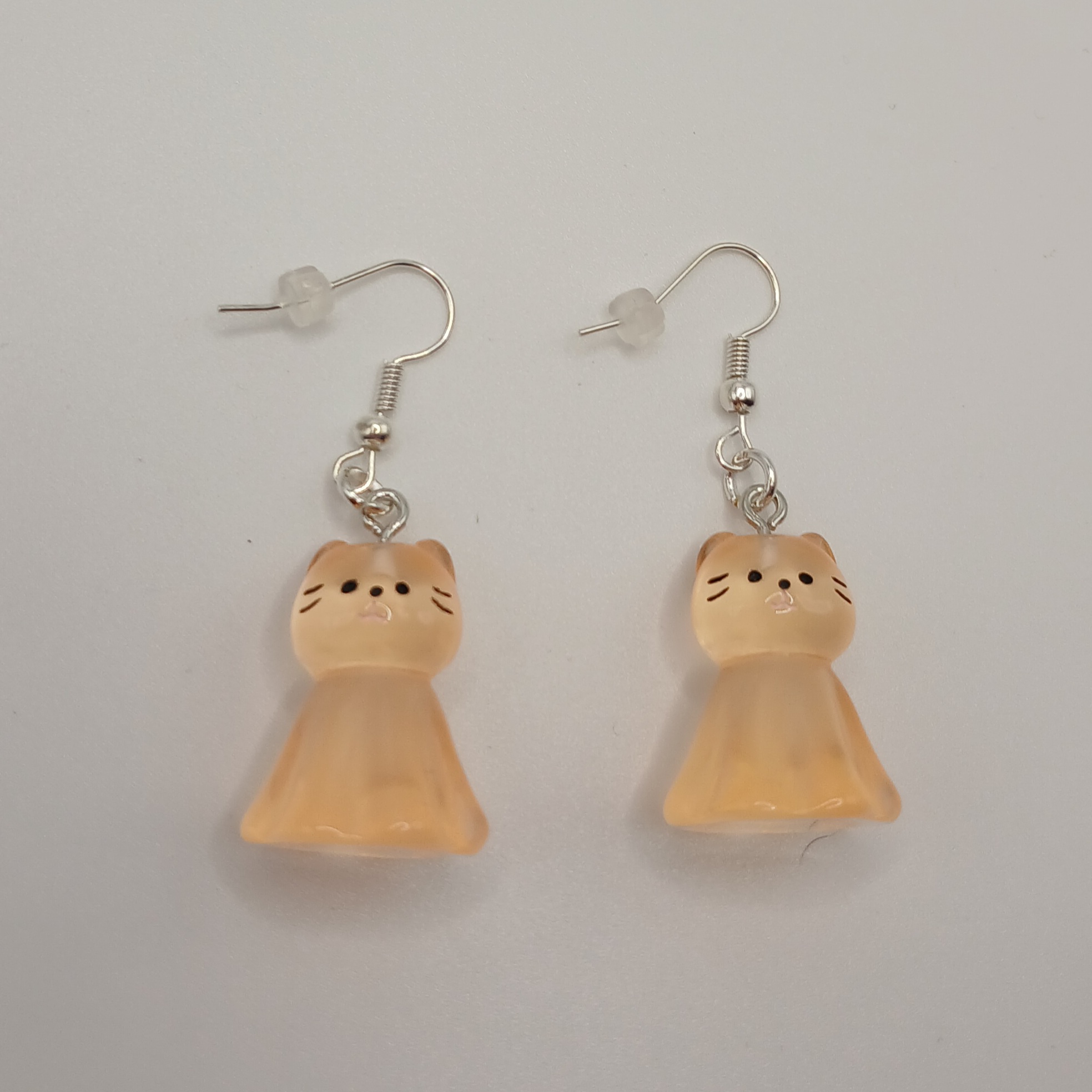 Orange Ghost Cat Dangle Earrings