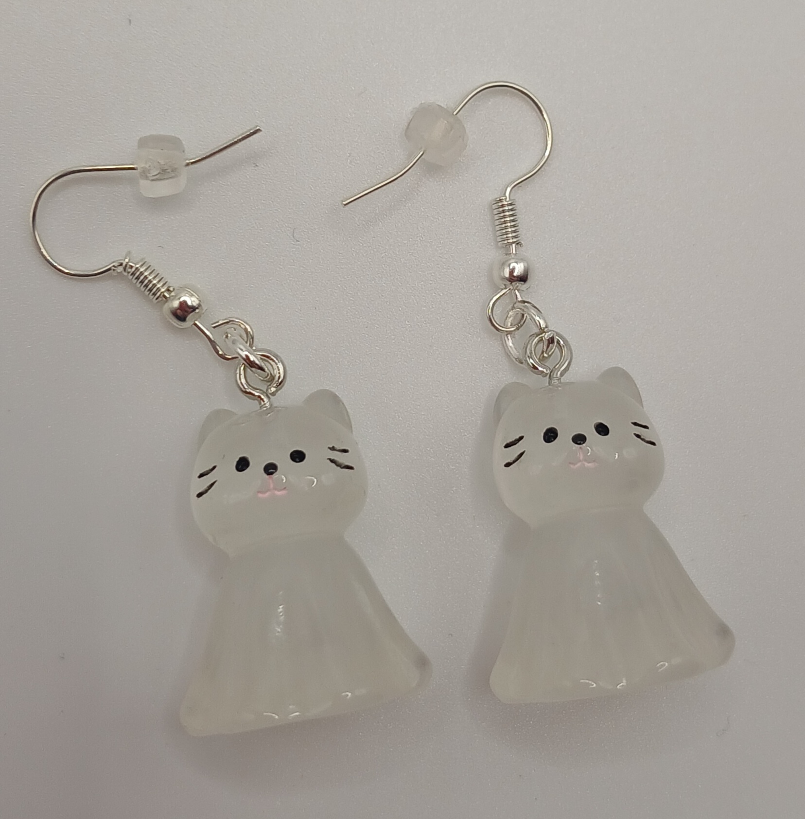 Ghost Cat Dangle Earrings