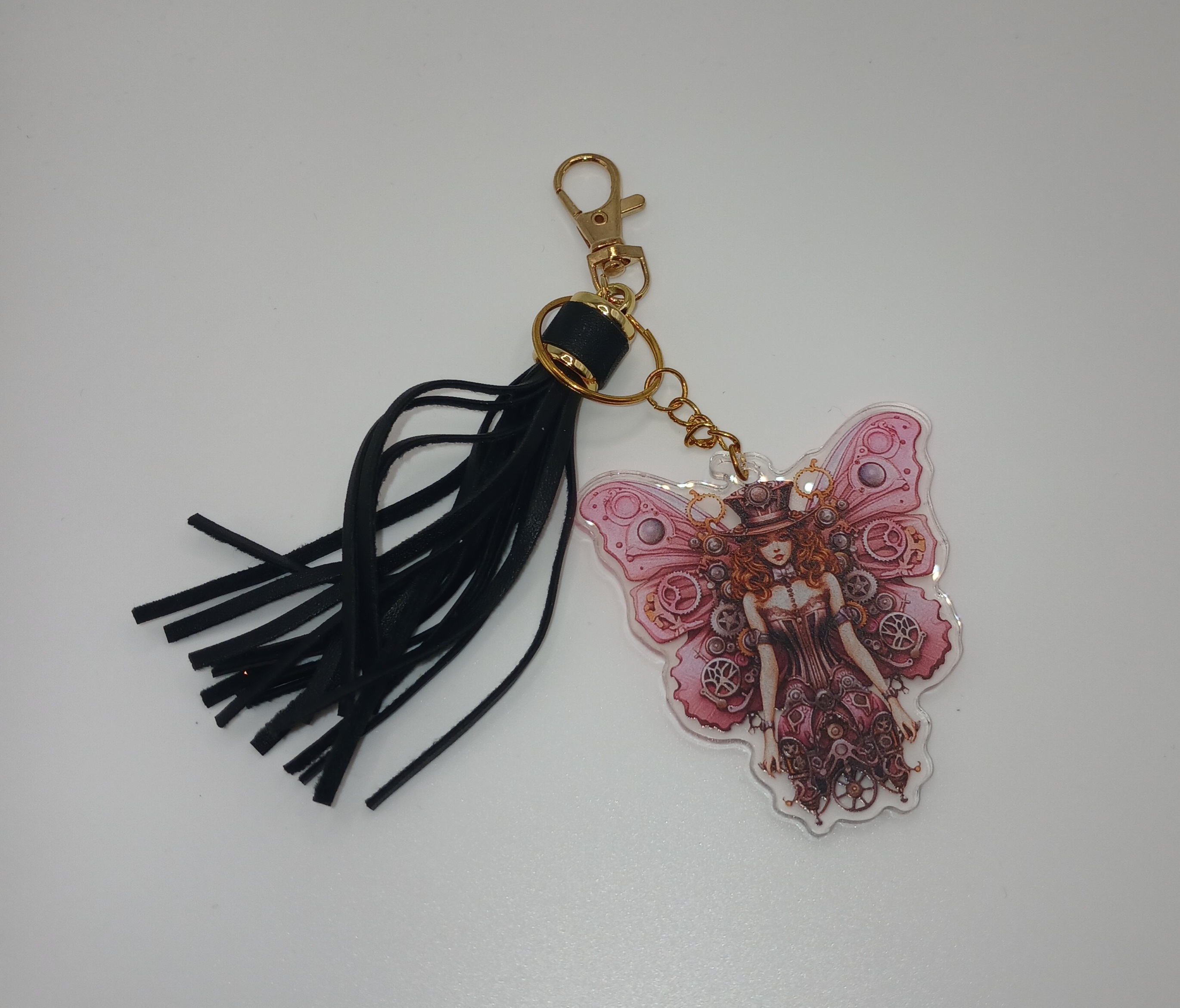 Steampunk Pink Bag Charm
