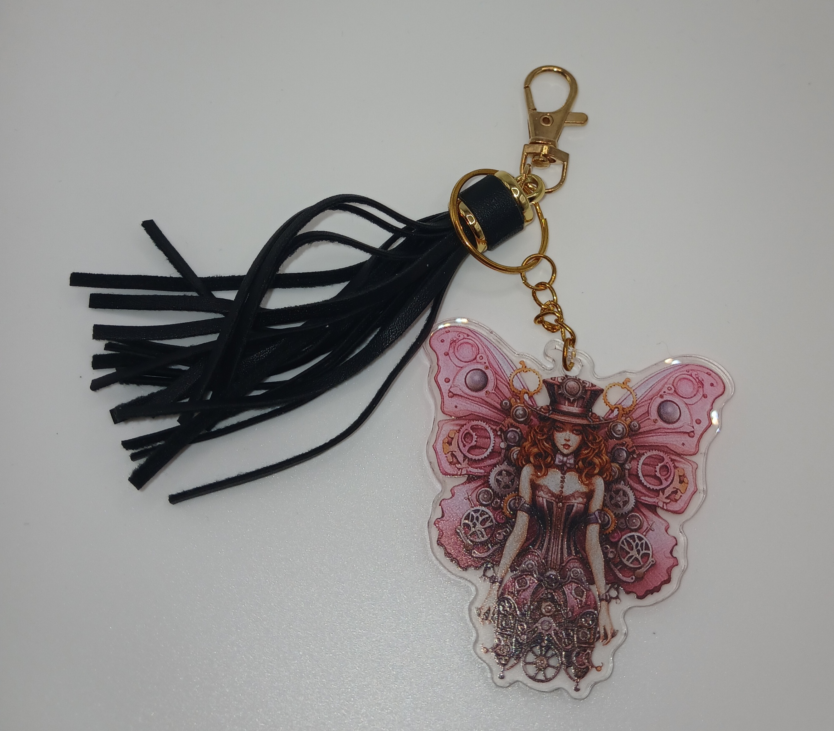 Steampunk Pink Bag Charm