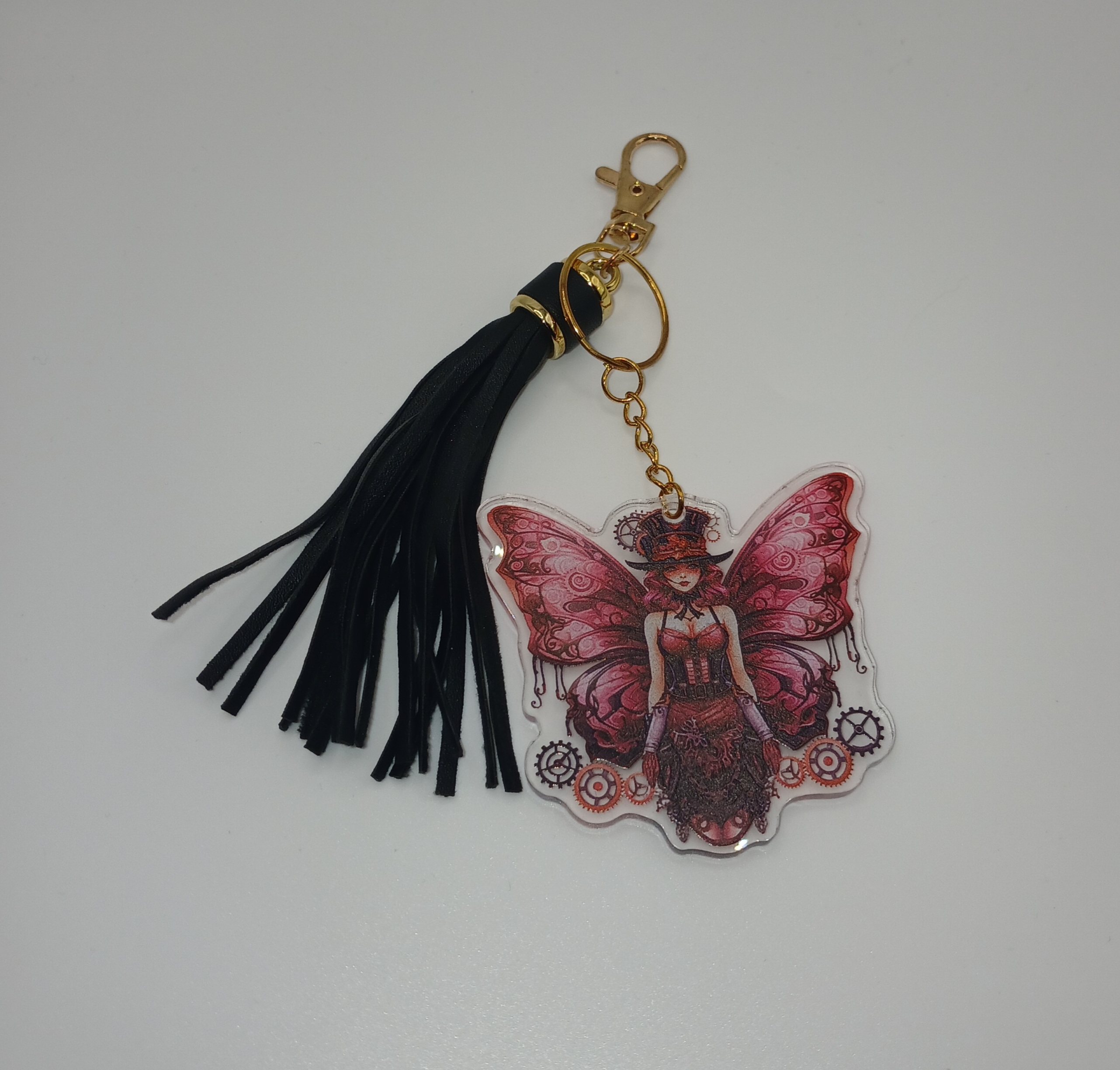 Steampunk Reddish Pink Bag Charm
