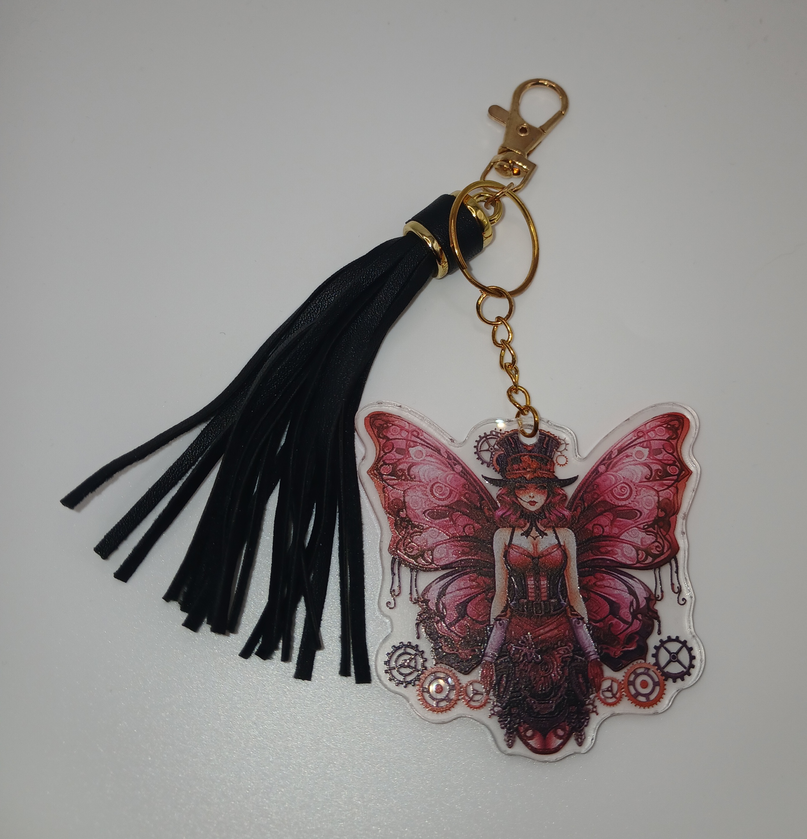 Steampunk Reddish Pink Bag Charm