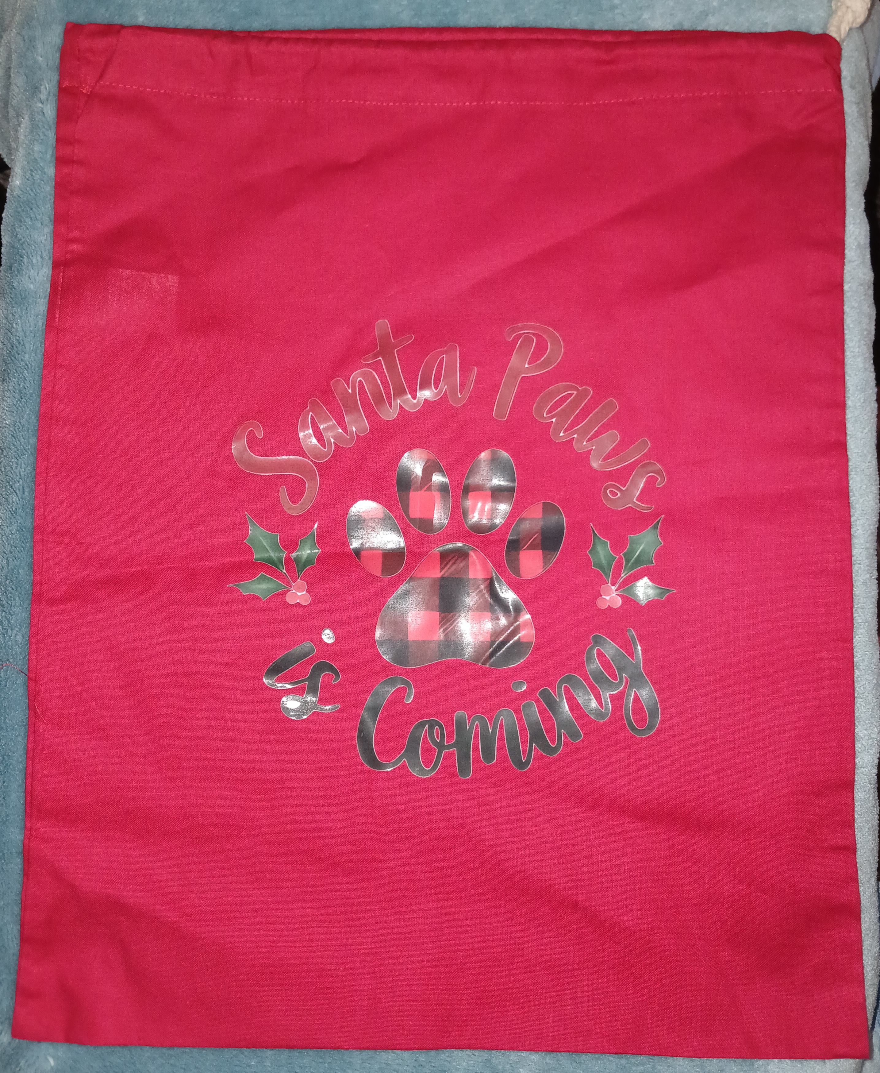 Santa Paws is Coming Christmas Sack