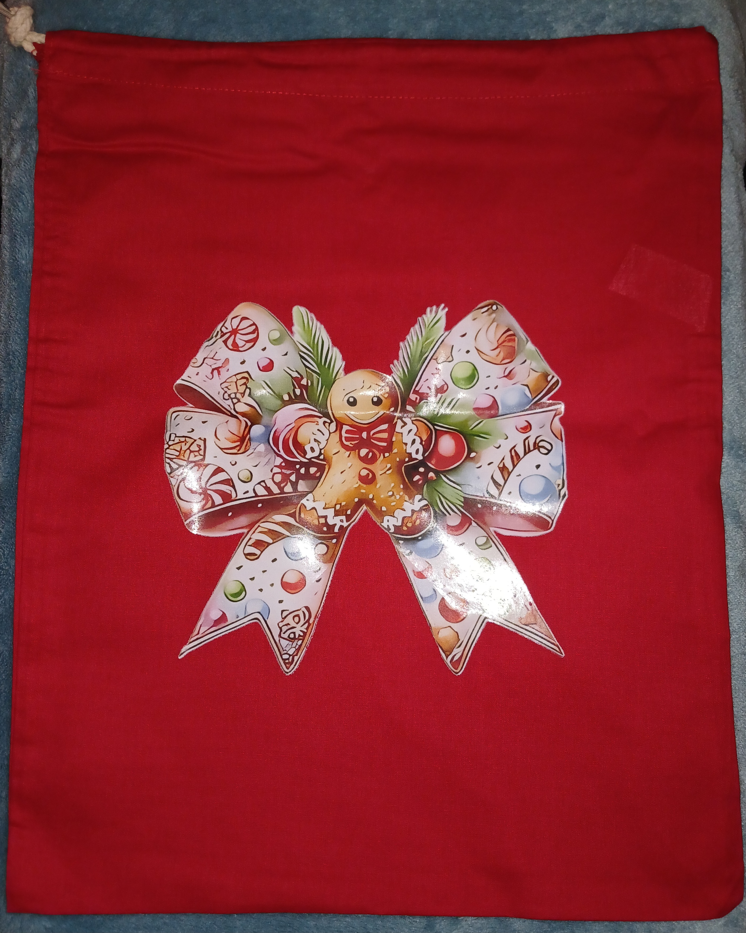 Gingerbread Bow Christmas Sack