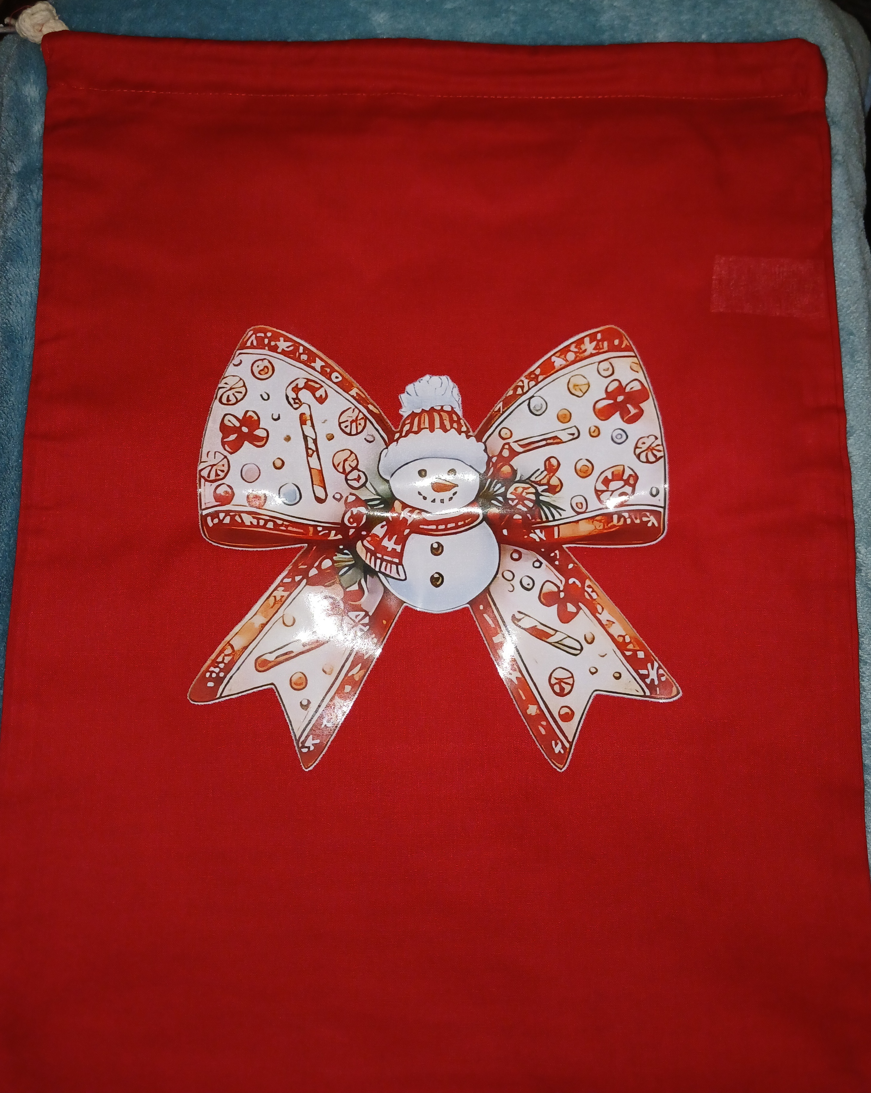 Snowman Bow Christmas Sack