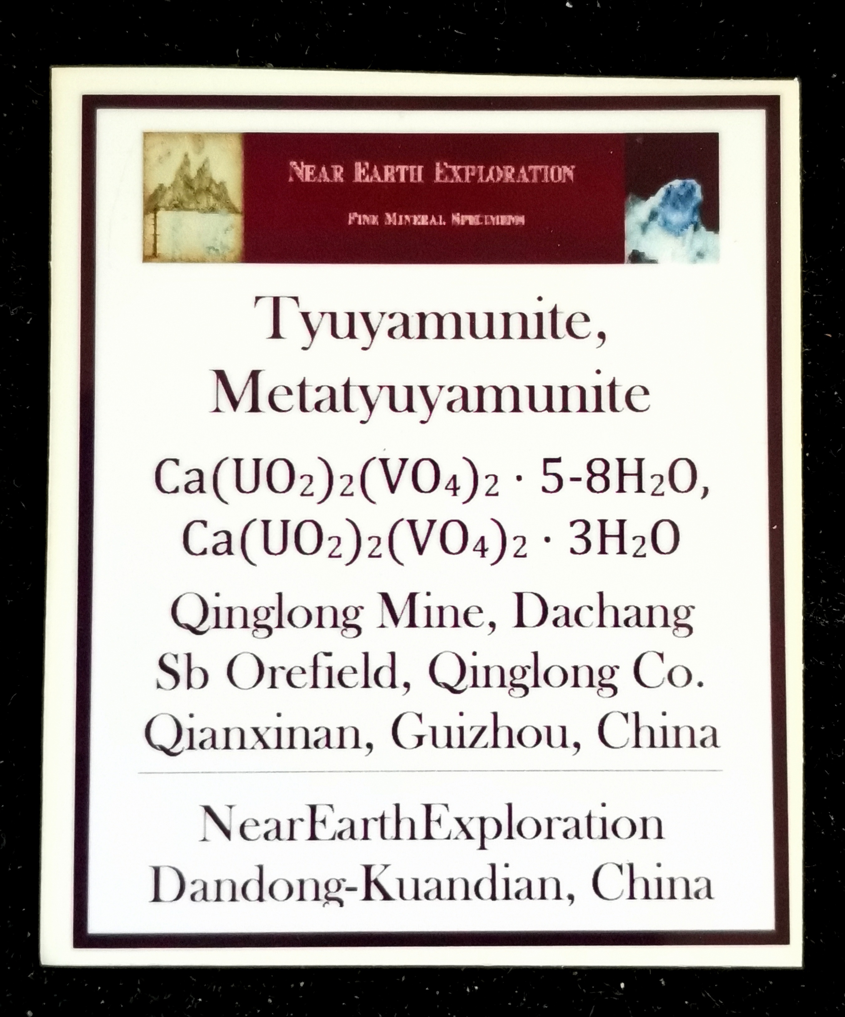 Tyuyamunite, Fluorite - Qinglong Mine, China