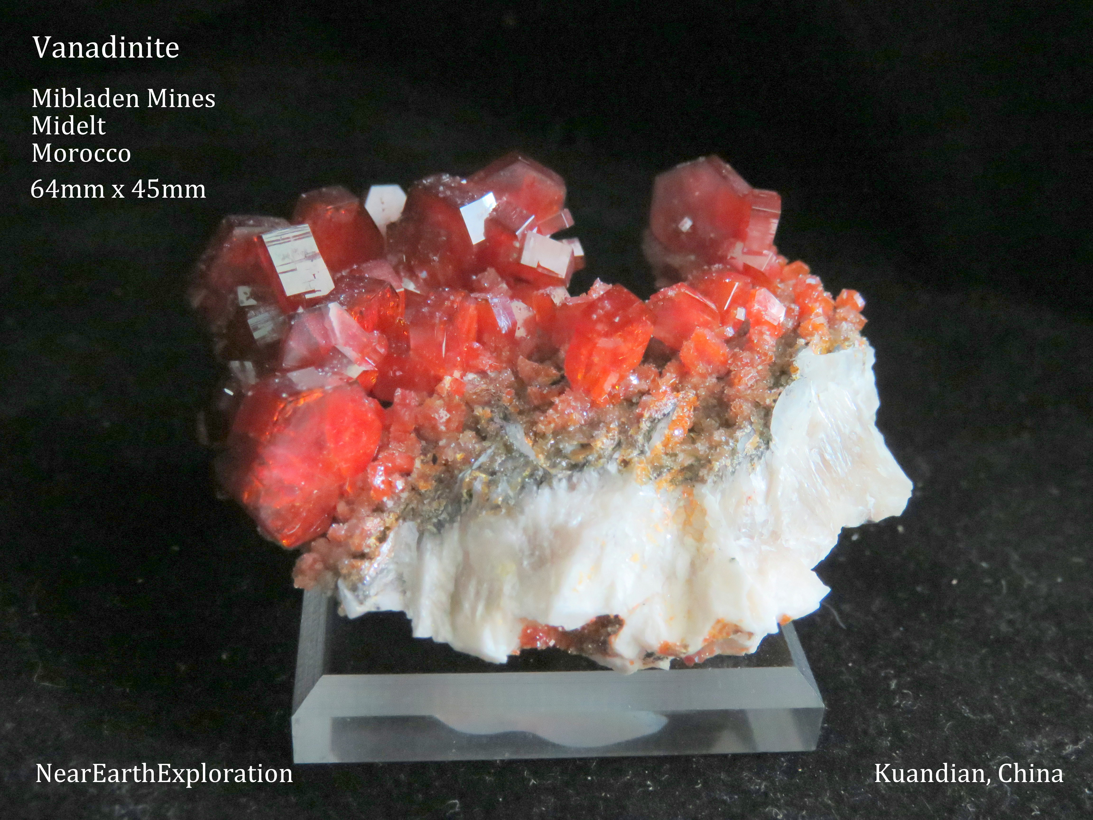 Vanadinite, Barite - Mibladen, Morocco