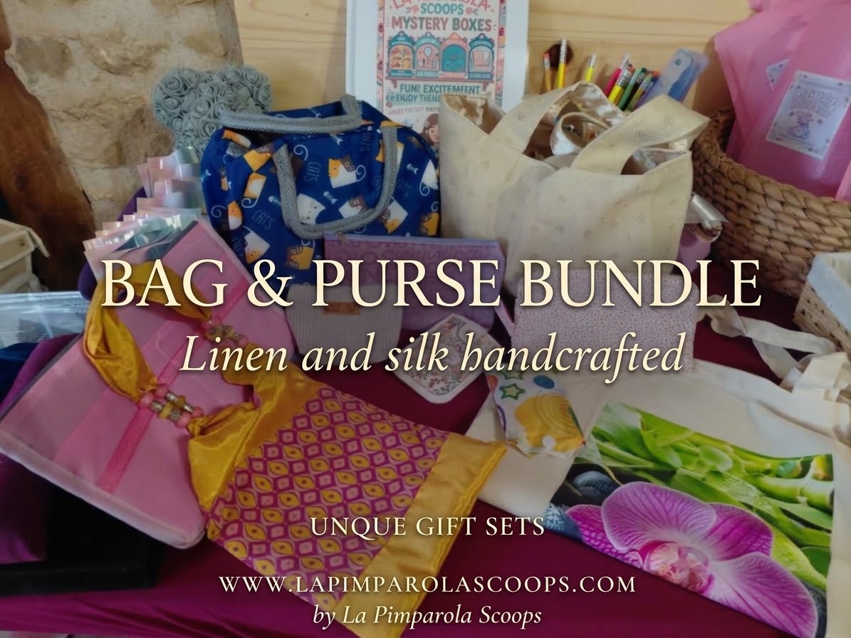 Bag & purse bundle - linen & thai silk set