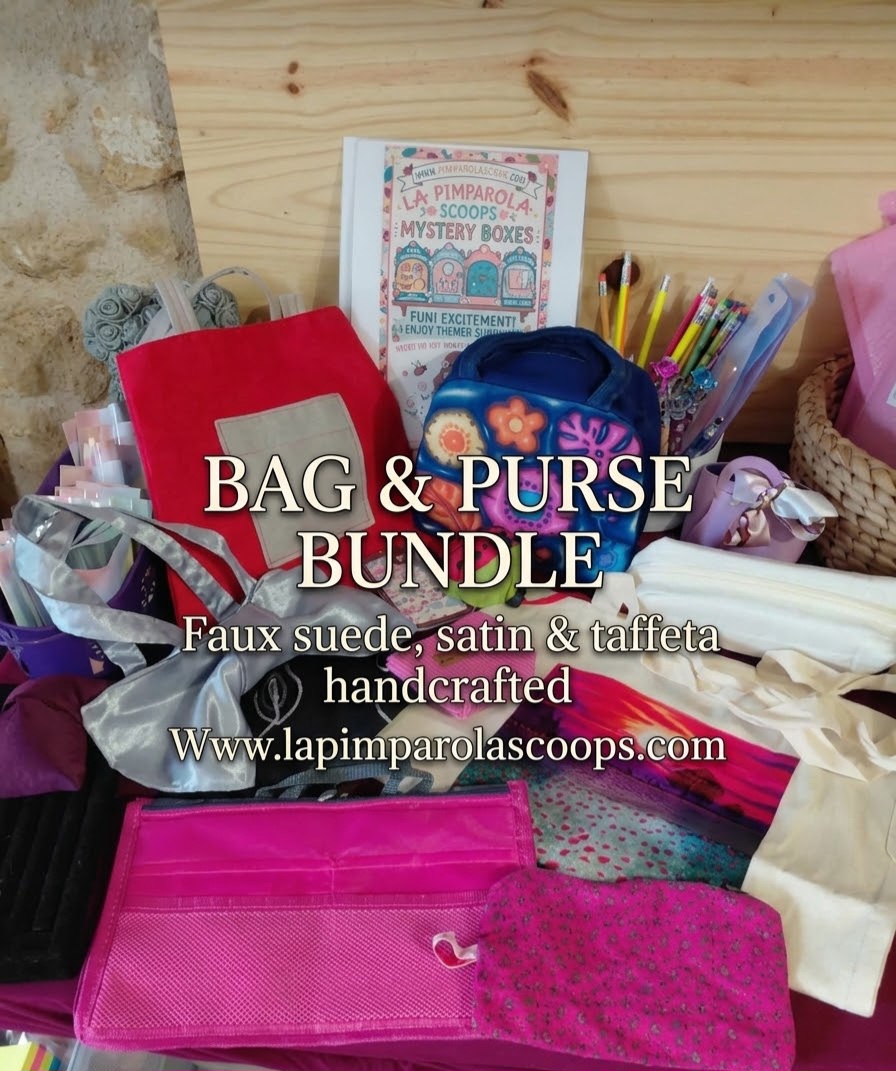 Bag & purse bundle - faux suede, taffeta and satin