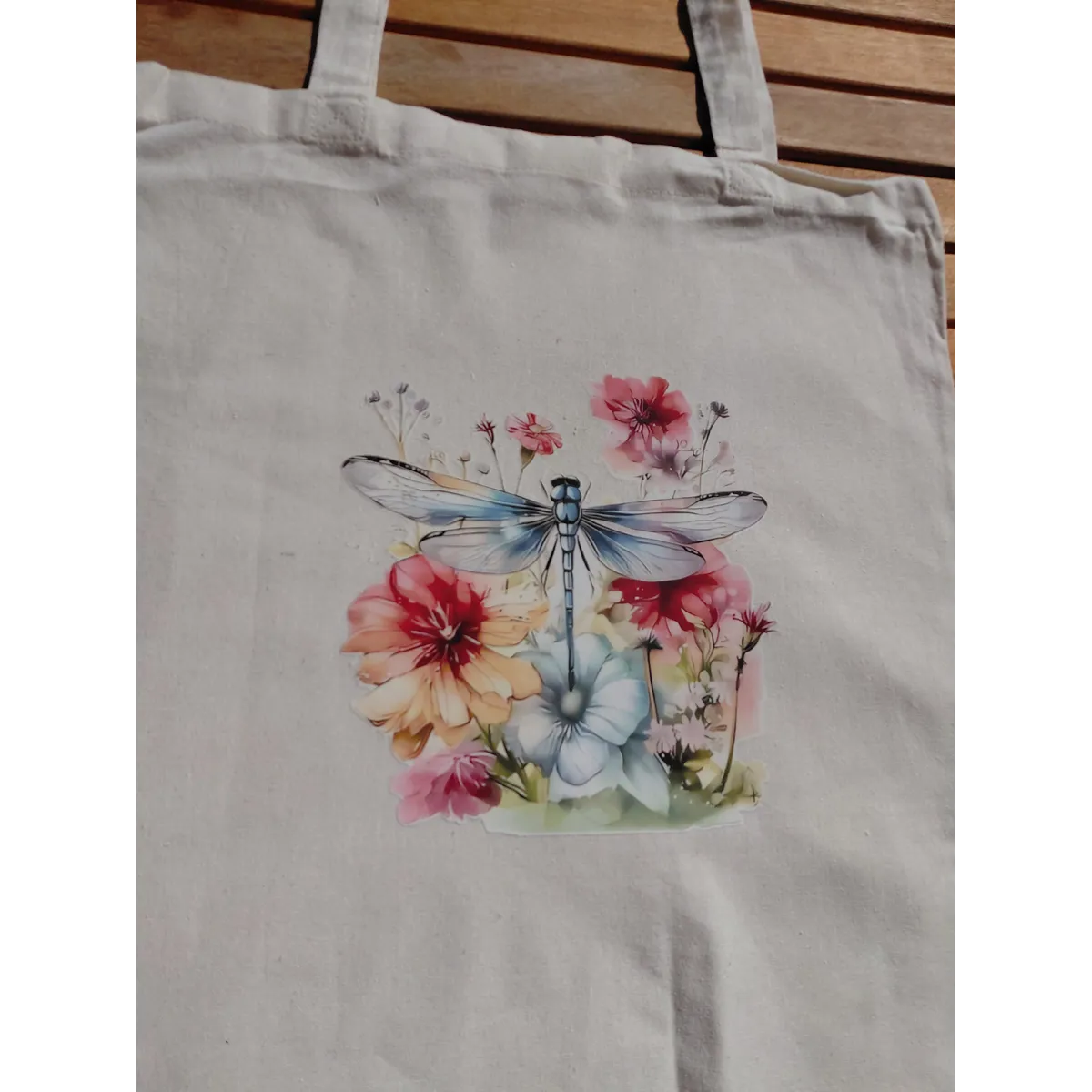 Beautiful watercolor printed 100% unbleached cotton totes - dragonfly designs