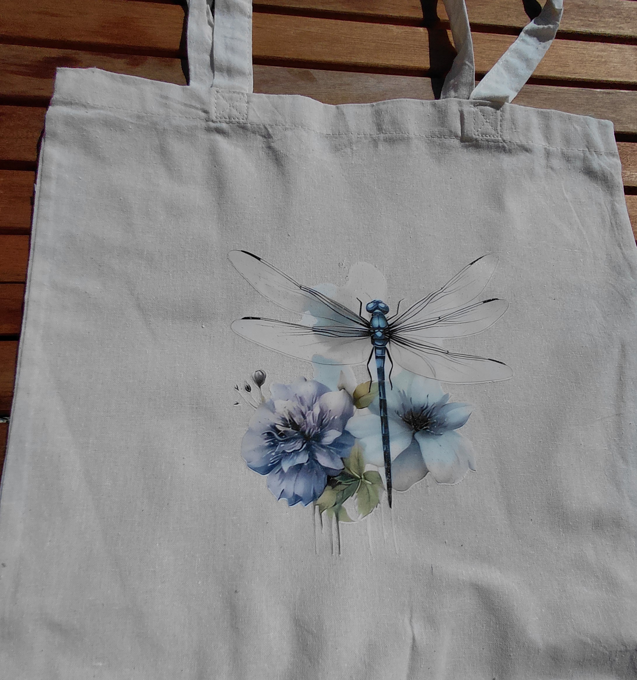 Beautiful watercolor printed 100% unbleached cotton totes - dragonfly designs