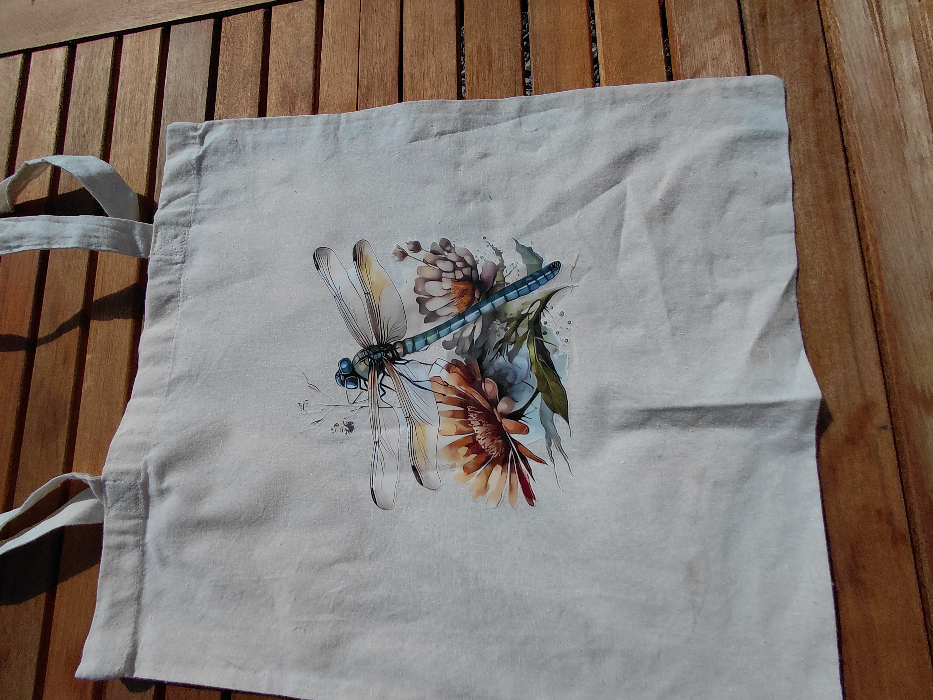 Beautiful watercolor printed 100% unbleached cotton totes - dragonfly designs