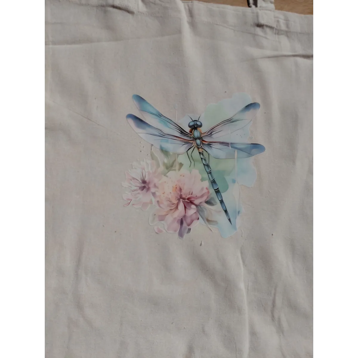 Beautiful watercolor printed 100% unbleached cotton totes - dragonfly designs