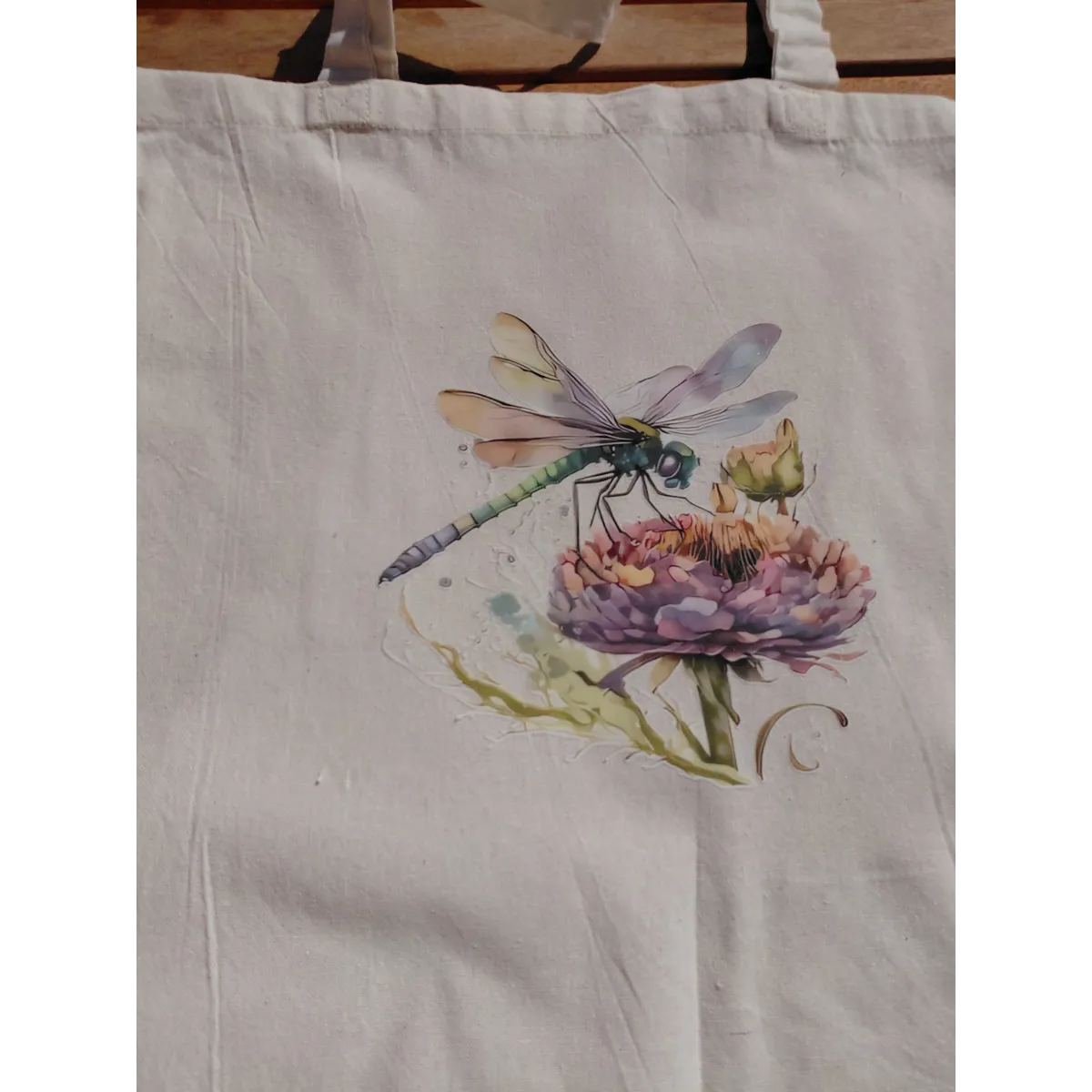 Beautiful watercolor printed 100% unbleached cotton totes - dragonfly designs