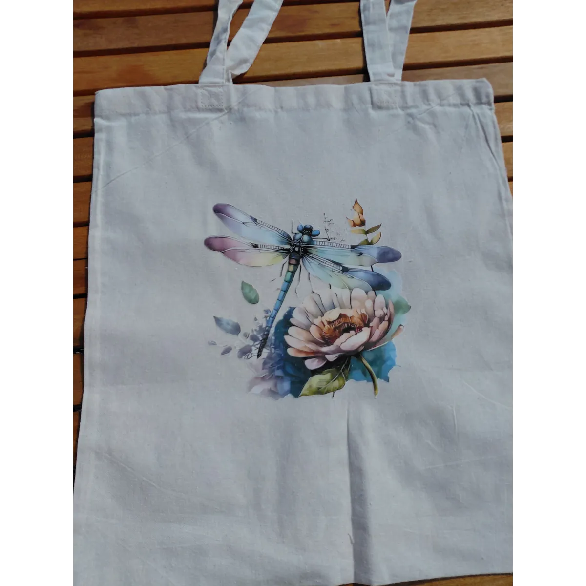 Beautiful watercolor printed 100% unbleached cotton totes - dragonfly designs