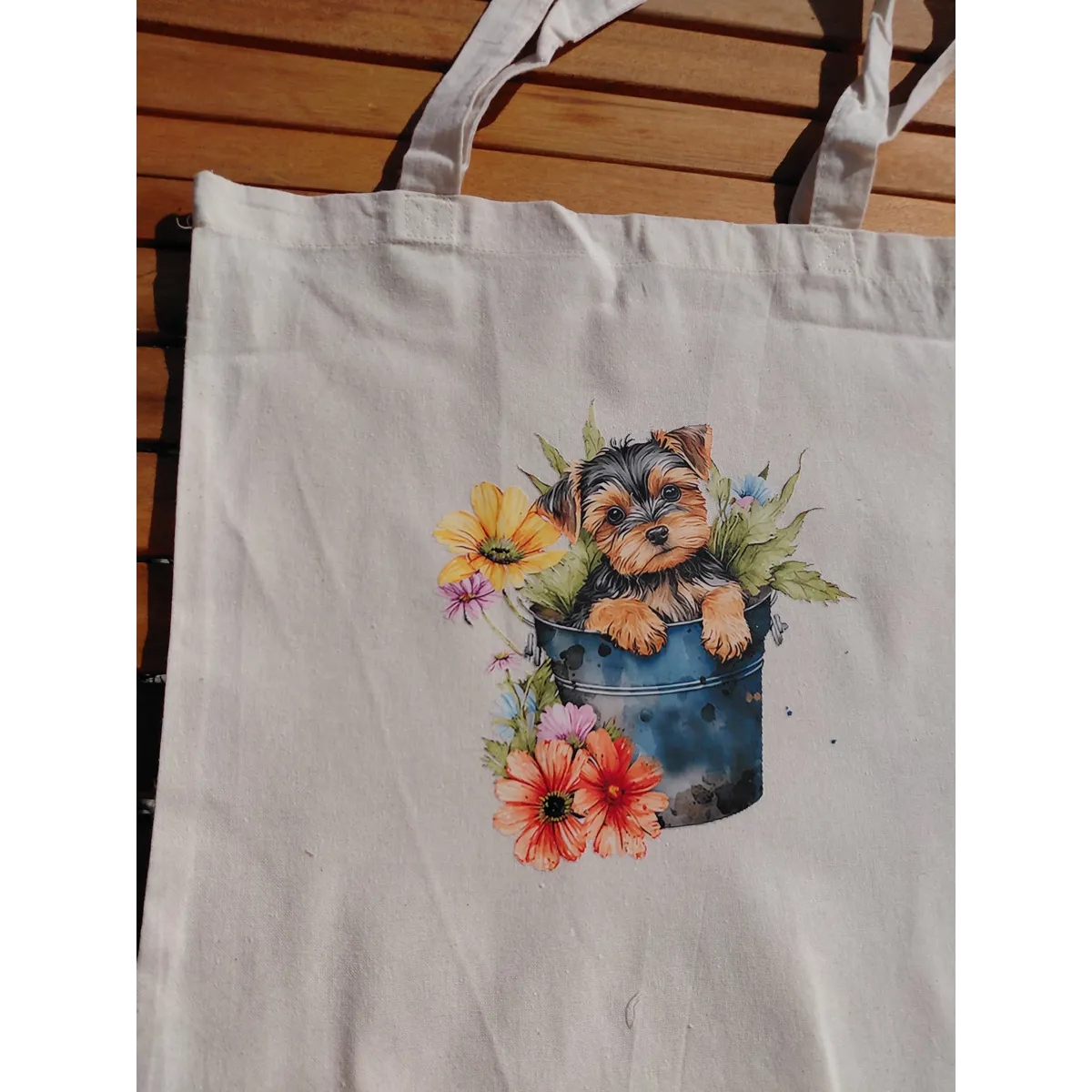 Handprinted 100% unbleached cotton totes -puppies