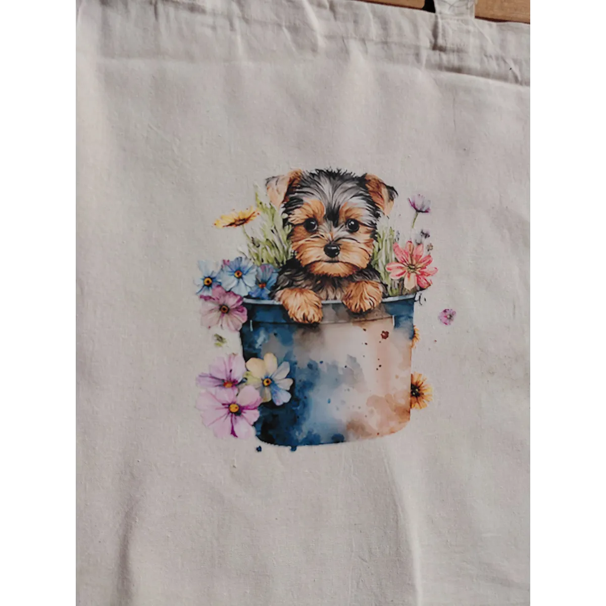 Handprinted 100% unbleached cotton totes -puppies
