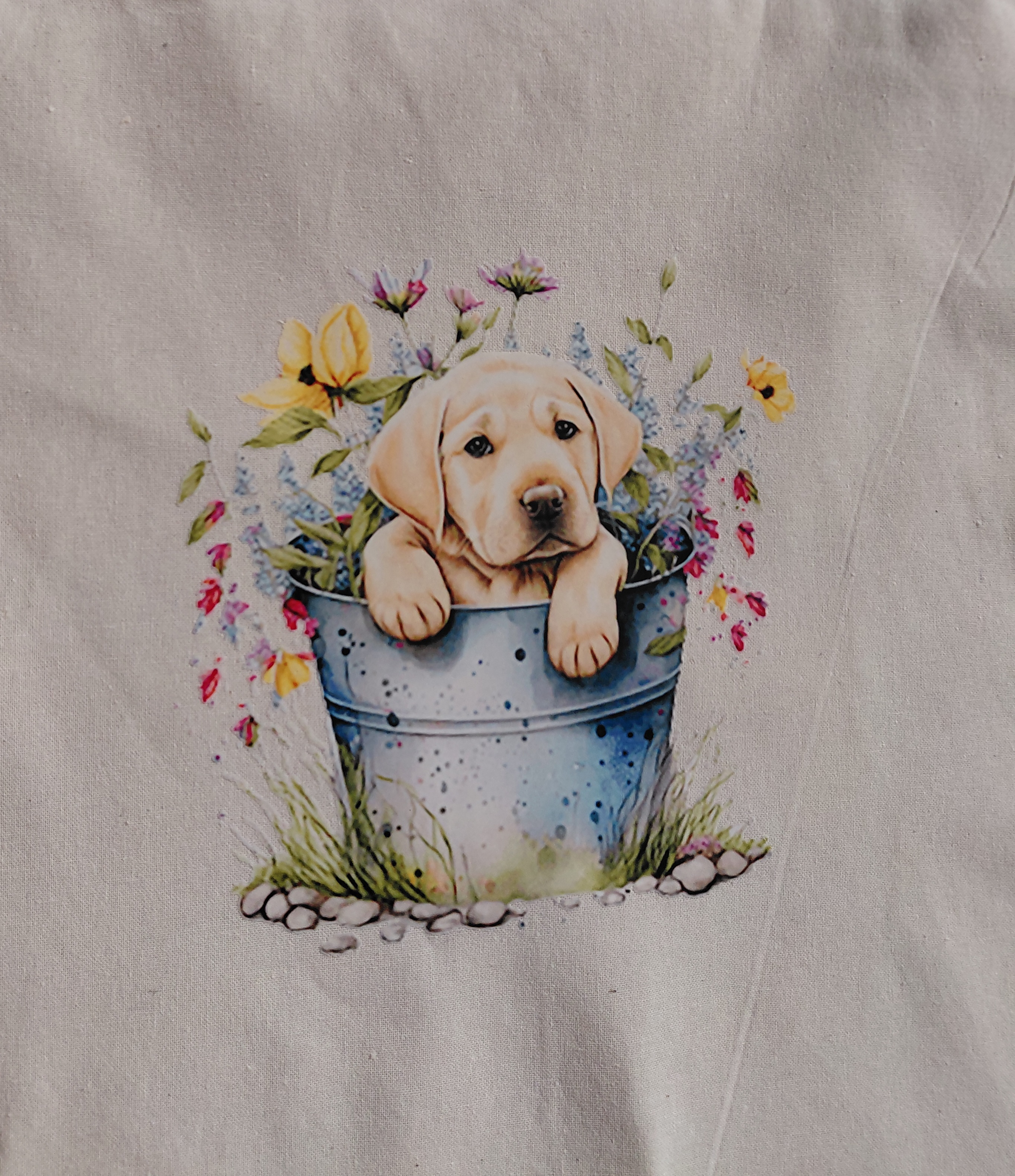 Handprinted 100% unbleached cotton totes -puppies