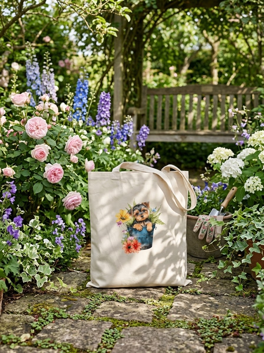 Handprinted 100% unbleached cotton totes -puppies
