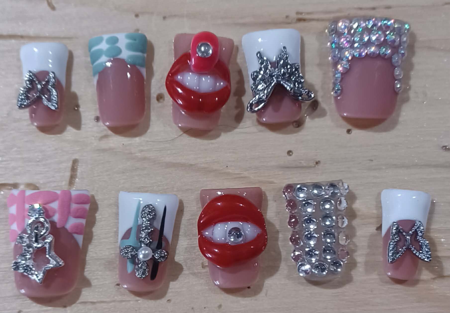 ADD ON Set of 10 handfinished press on nails plus care pack