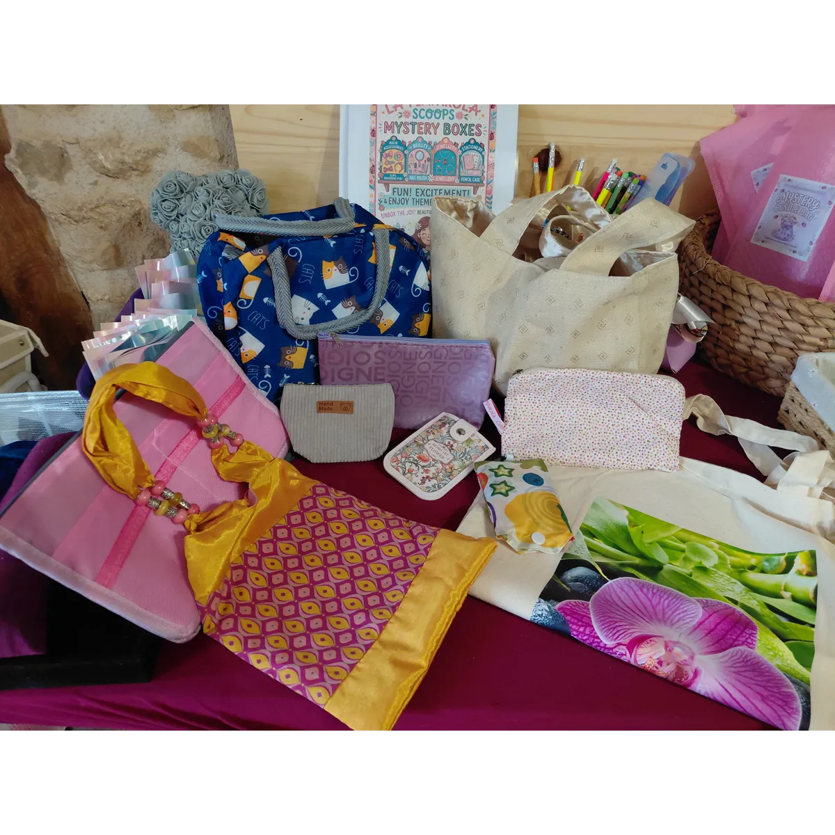 Bag & purse bundle - linen & thai silk set