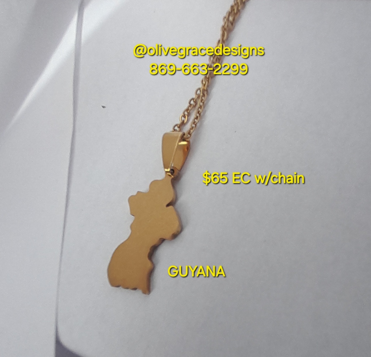 Guyana Map Pendant w/chain
