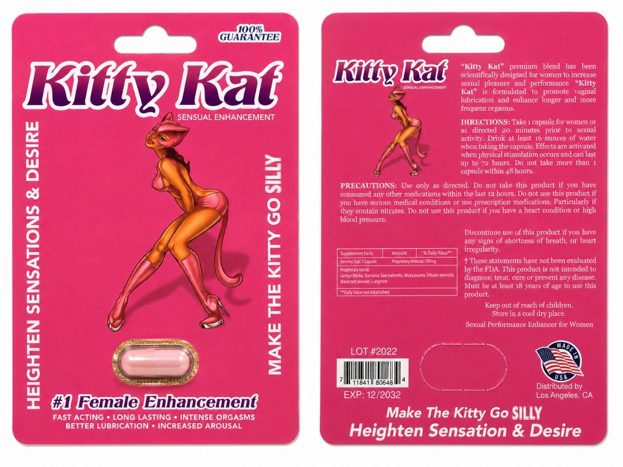 Kitty Kat #1 Sensual Enhancement capsules gift box 100% Natural Herbal Extract AUTHENTIC 4 packs