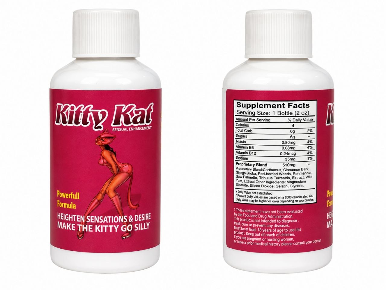 Kitty Kat Sensual Enhancement: Natural Herbal Extract Two (2 oz Bottles)