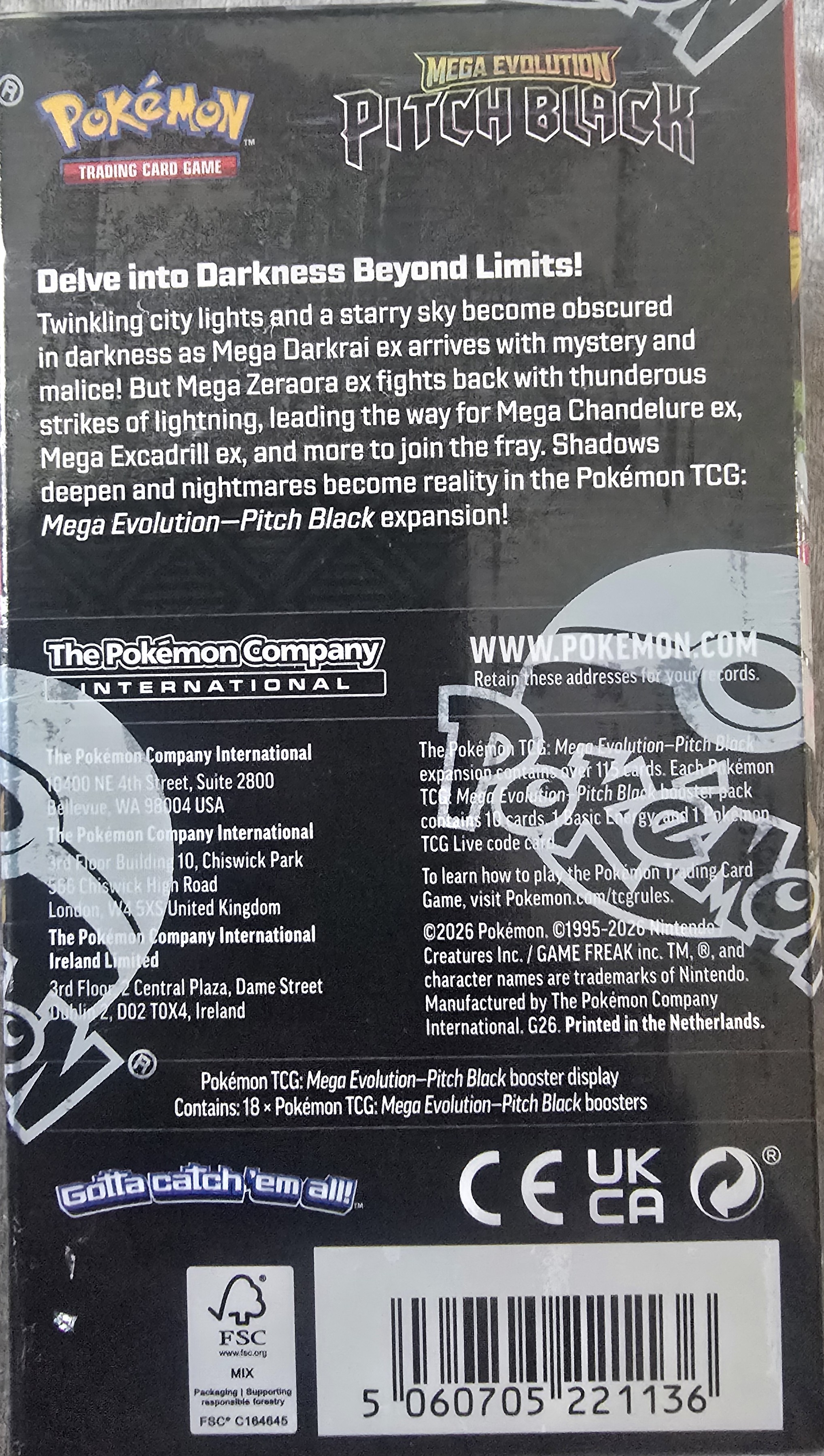 Pokémon TCG: Mega Evolution – Pitch Black 18-Pack Booster Display Box