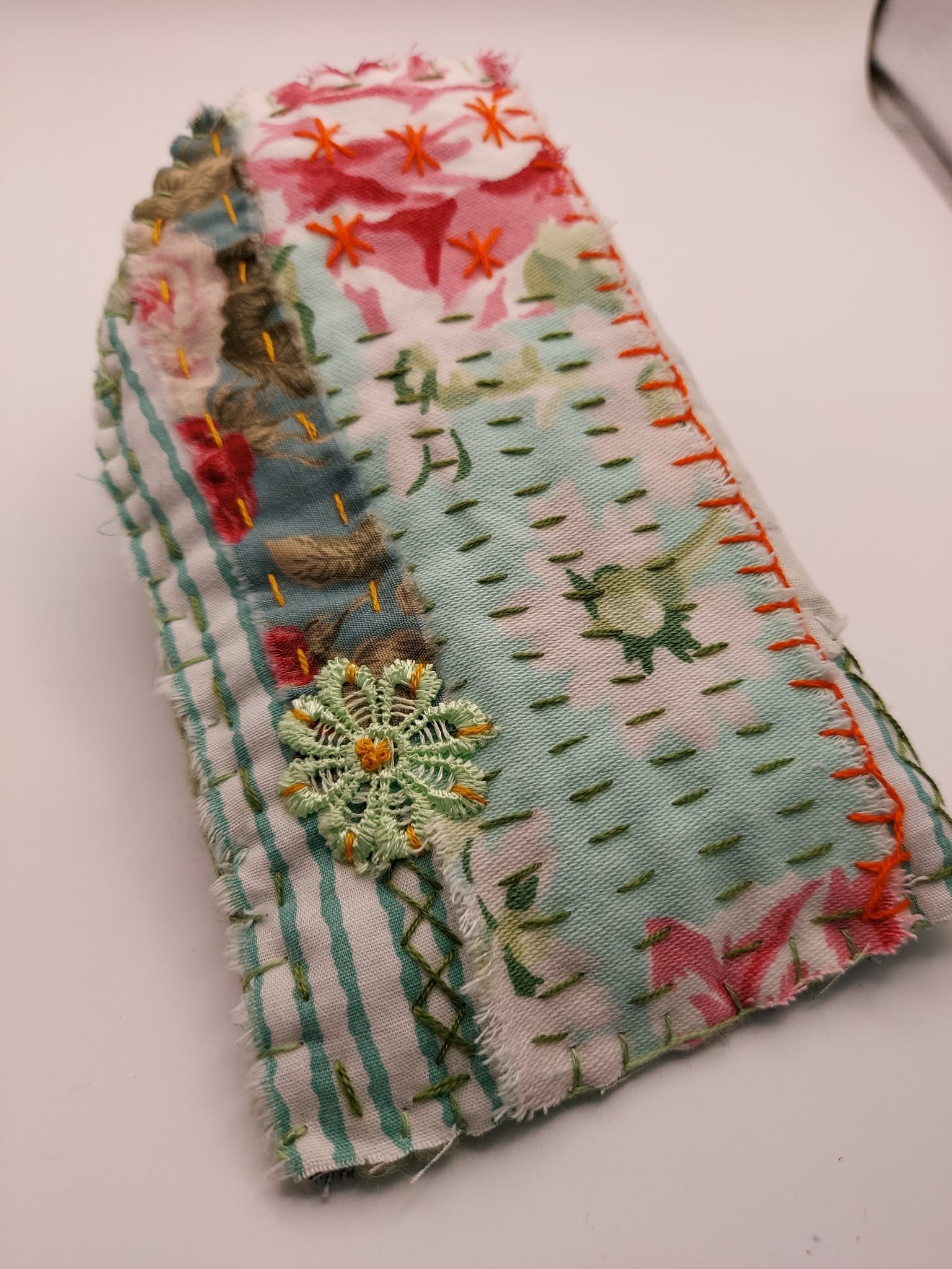 Hand-stitched Eyeglasses Case - Floral Patchwork Design
