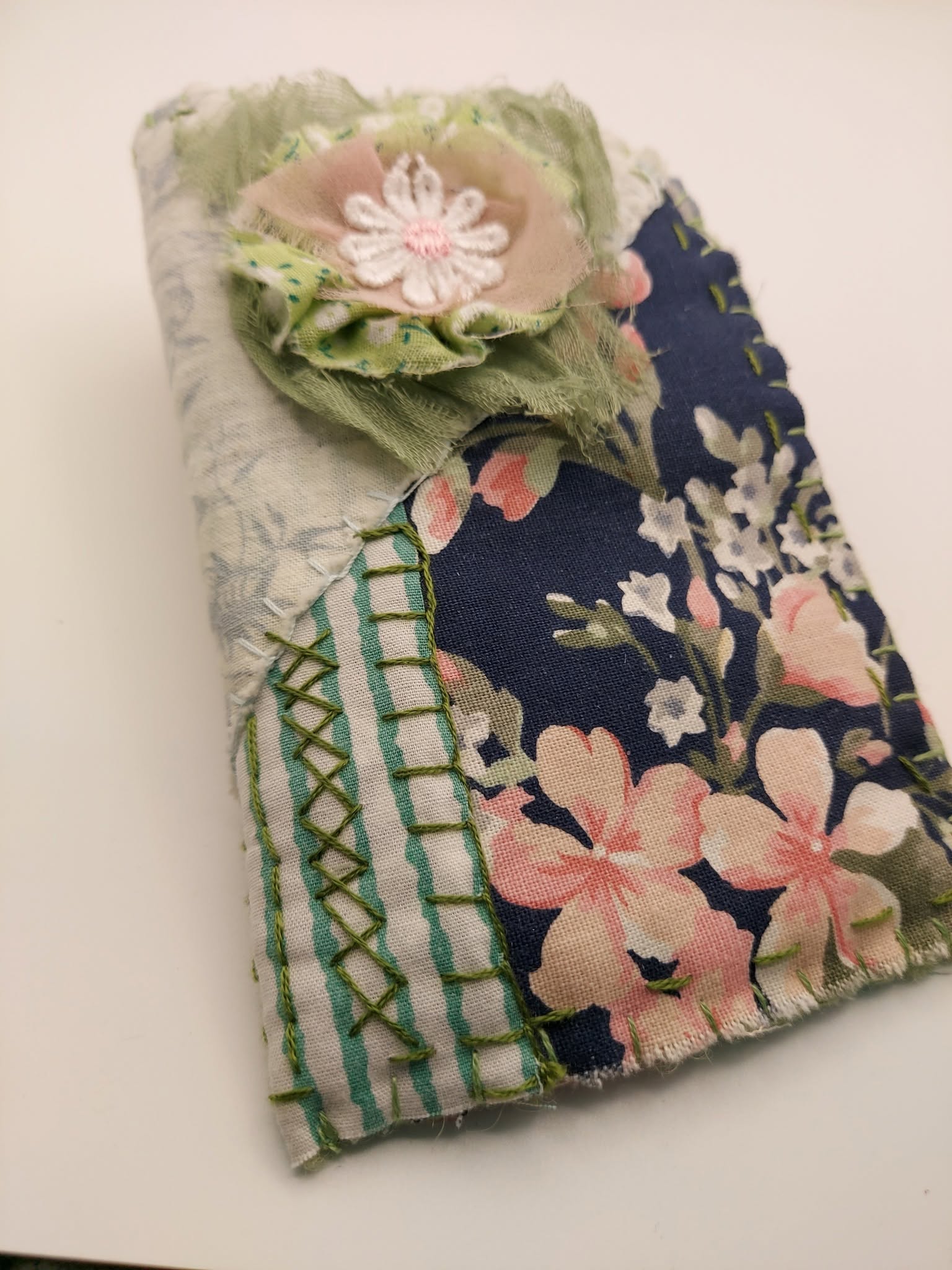 Hand-stitched Eyeglasses Case - Floral Patchwork Design