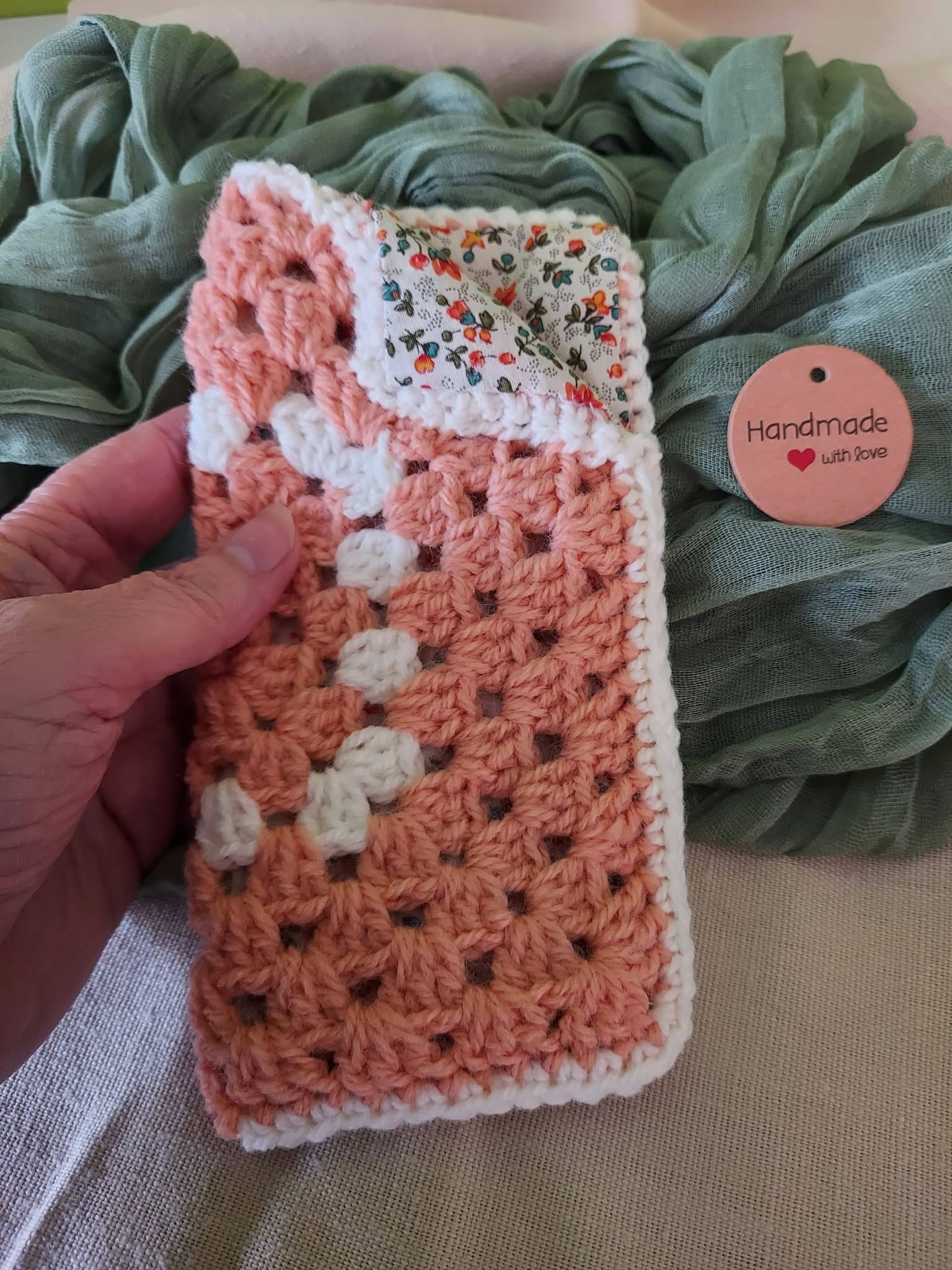Crochet Eyeglasses Case - Soft lined, Fold-Over Top
