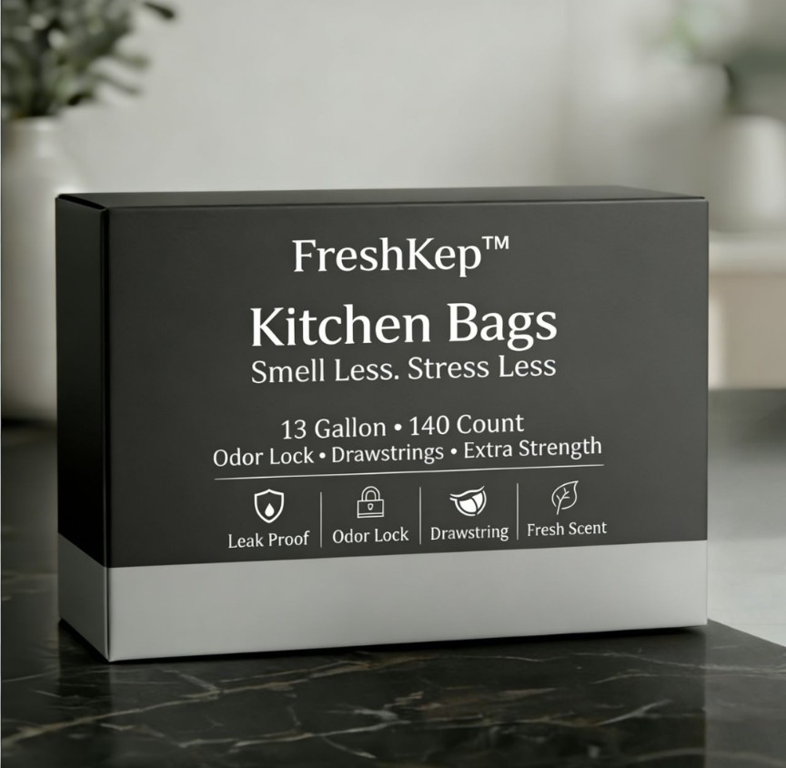 FreshKep™ Premium Kitchen Trash Bags – 13 Gallon | 140 Count