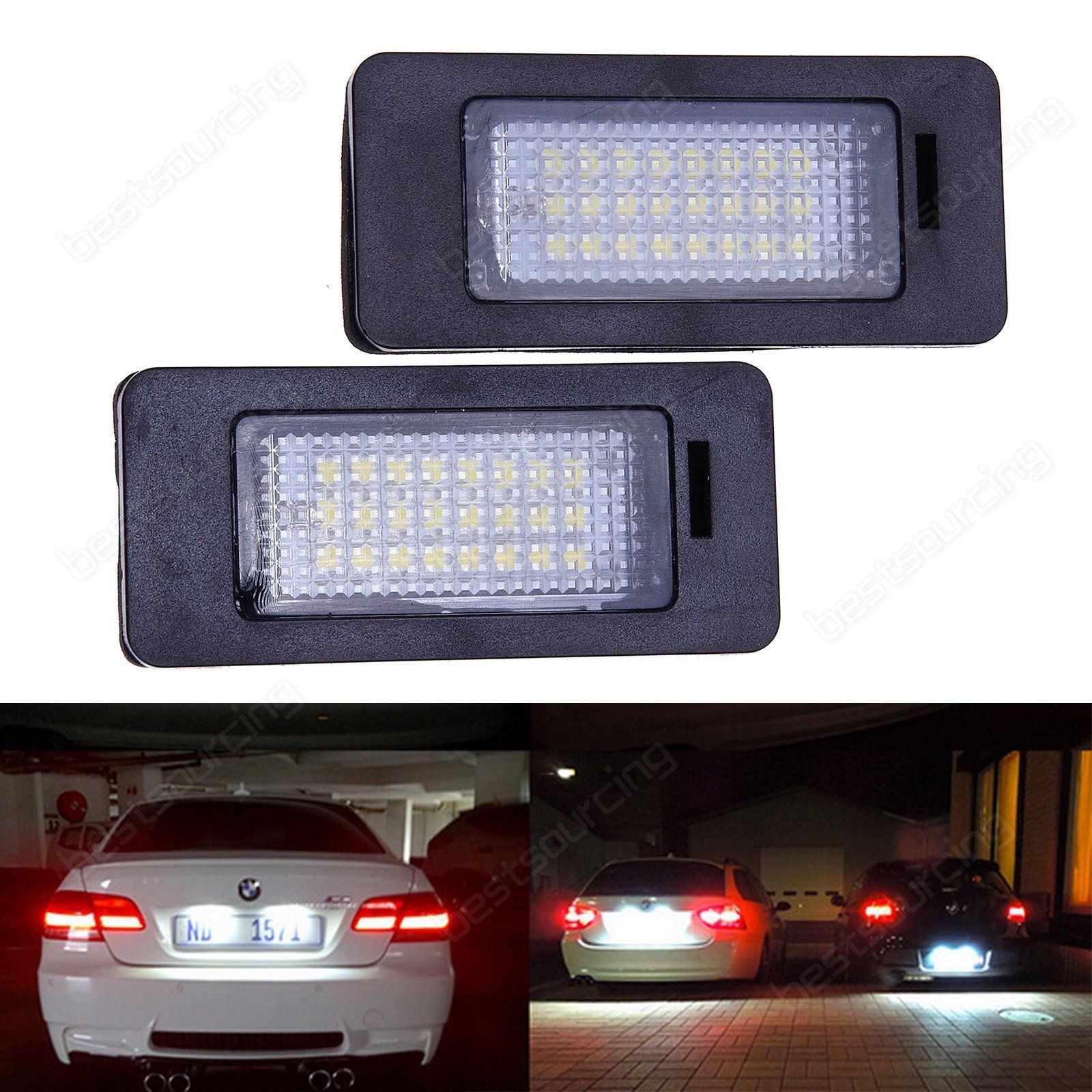 Error-Free LED License Plate Light Bulbs For BMW E39, E46, E60, E90, E91 – 5500K White, 39mm Festoon, 2 Pack