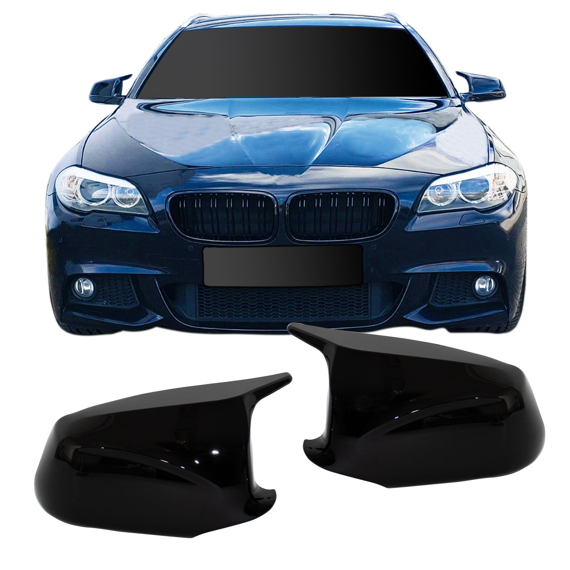 Glossy Black Side Mirror Cover Cap For BMW F10 F11 535i 528i 2014–2018 – Left & Right Pair