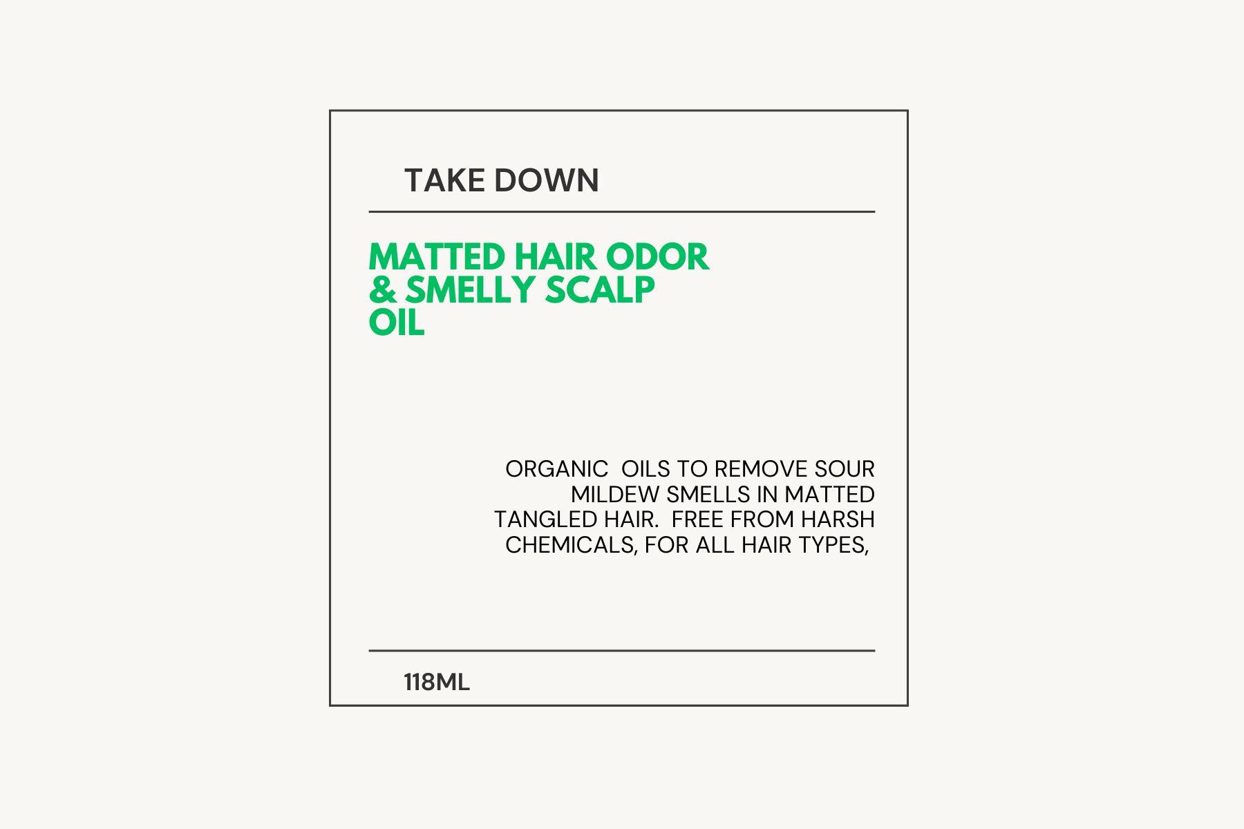 Matted Hair Odor & Smelly Scalp Oil