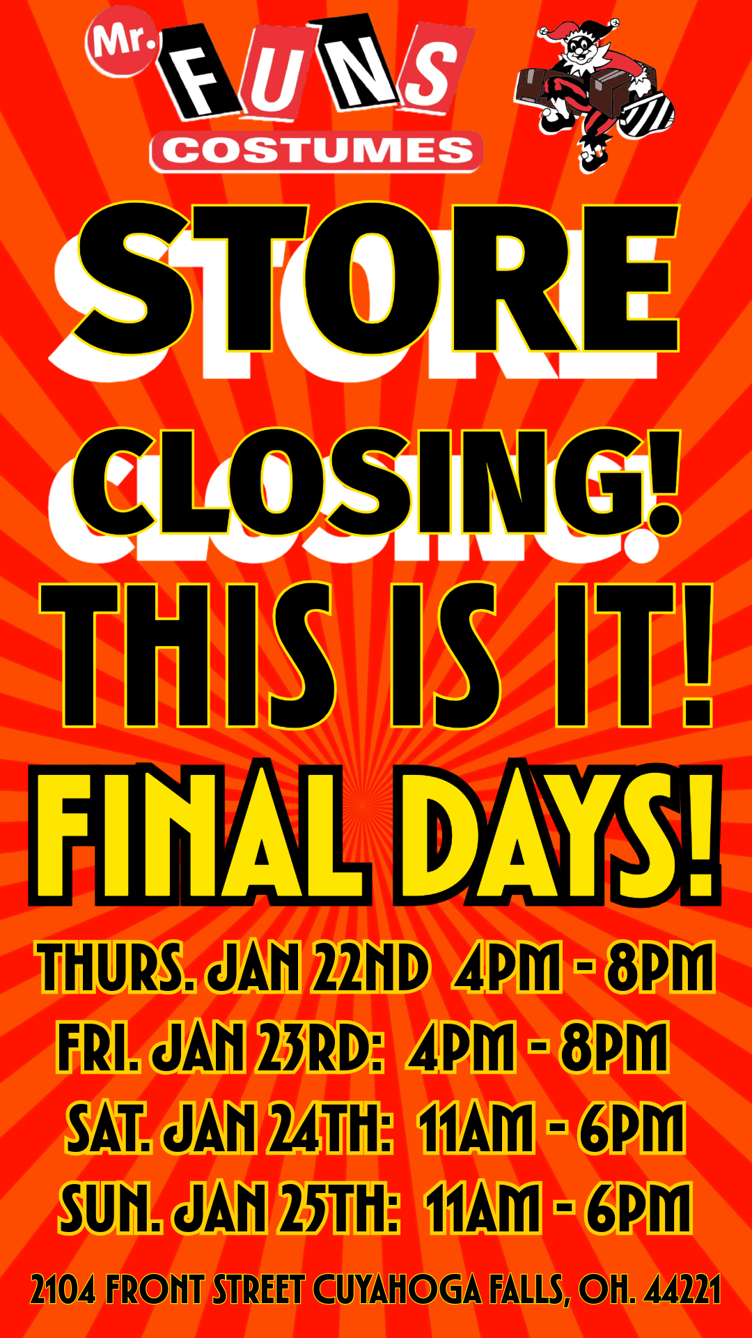 Orange poster with final sale dates