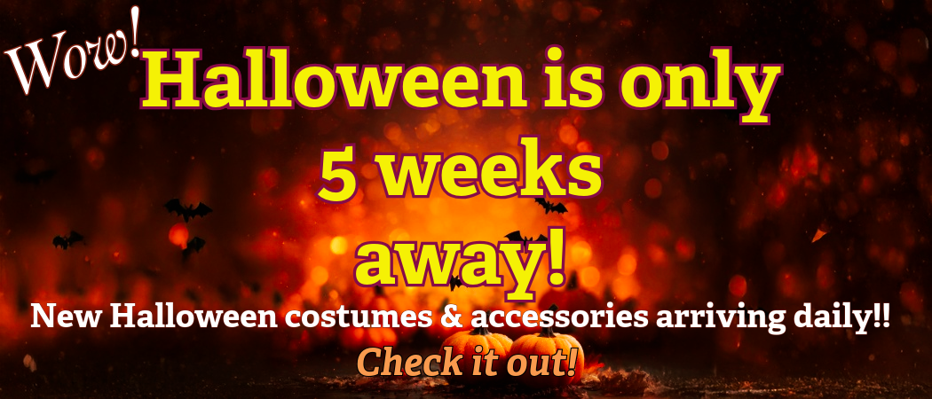 Halloweennd 5 weeks away sign with black background and pumpkins