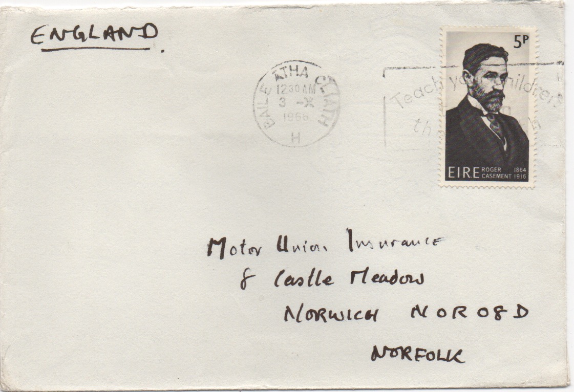 Ireland covers with commemorative stamps to Norwich