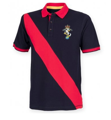 Reme Hockey Mens Diagonal Stripe Polo - Navy/Red