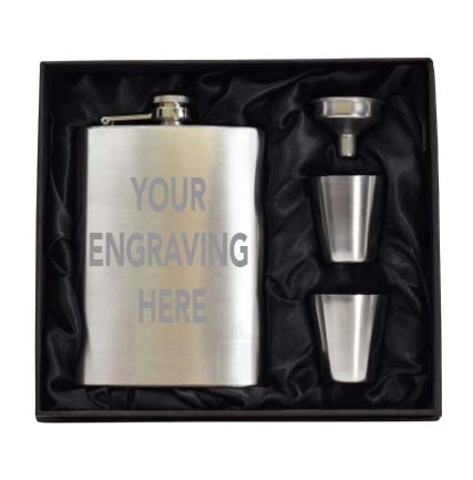 Engravable 8oz Hip Flask Gift Set