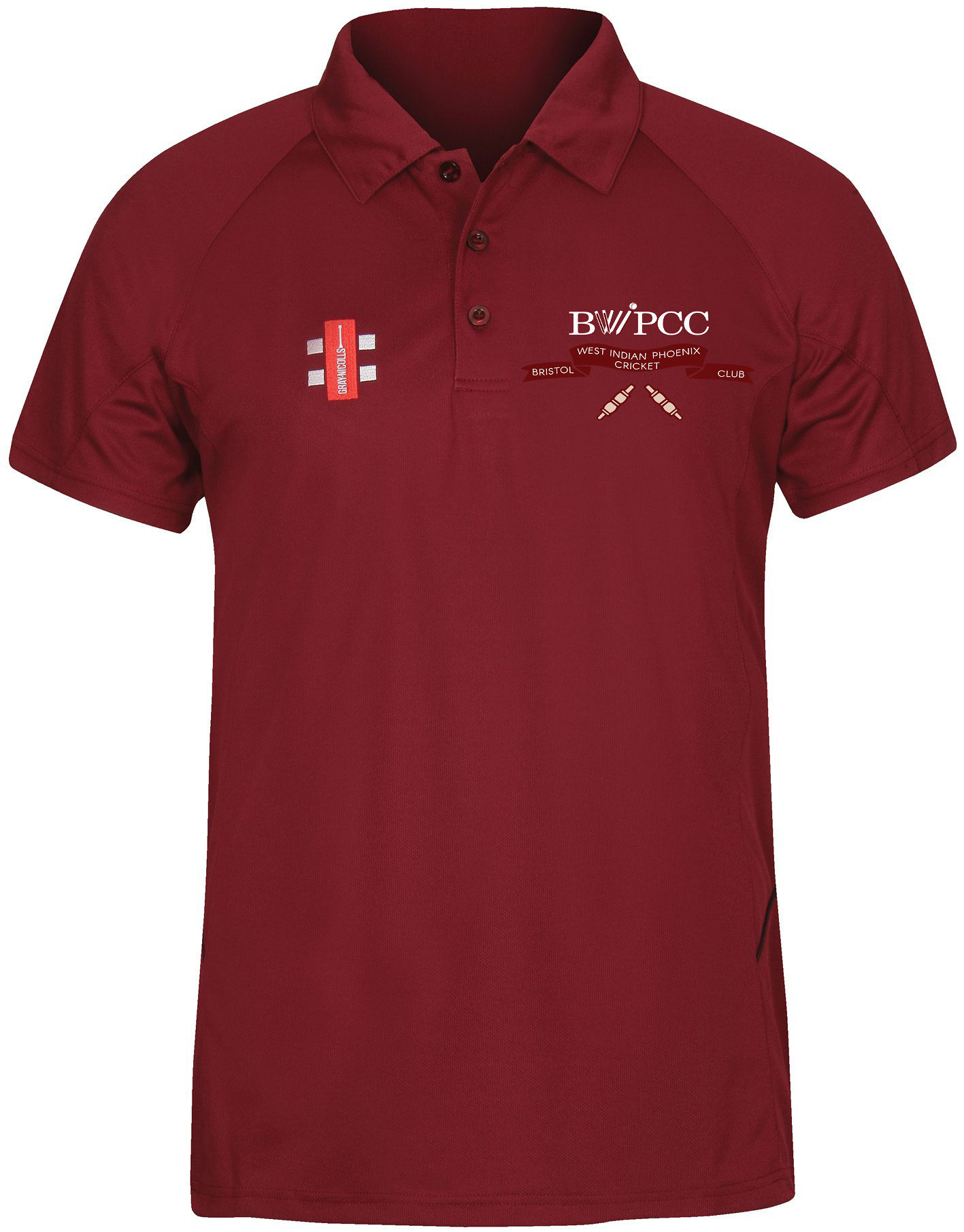 BWIPCC Gray Nicolls Maroon Matrix Polo Shirt