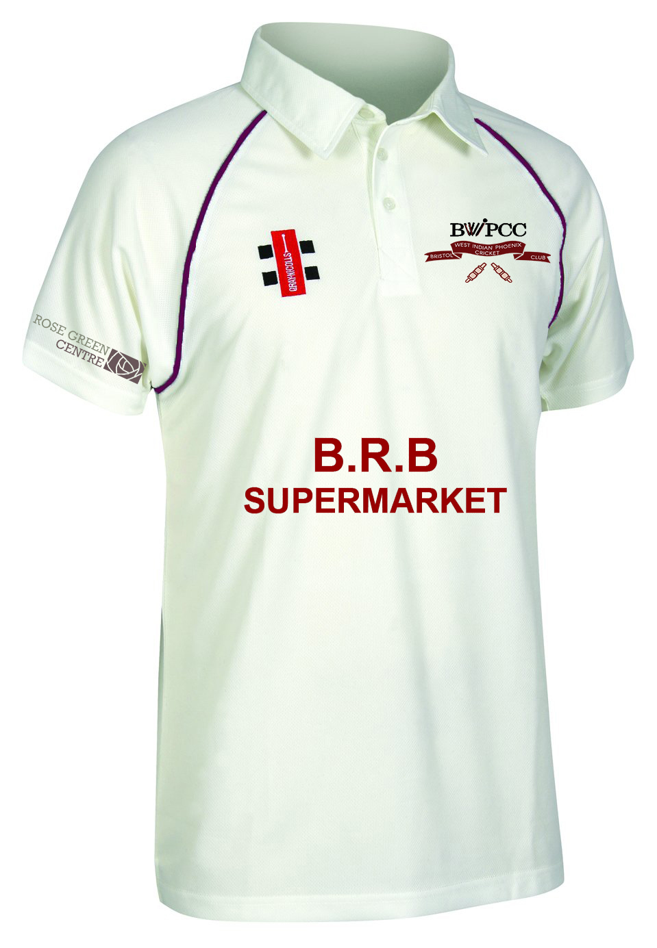 BWIPCC Gray Nicolls Matrix Short Sleeve Shirt - Maroon Trim
