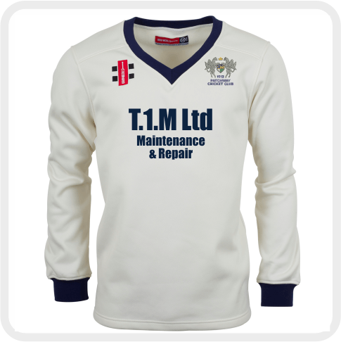 Patchway CC Gray Nicolls Performance Sweater - Ivory/Navy Trim