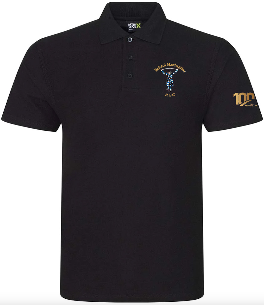 Bristol Harlequins 100 Year Anniversary S/S Polo - Black