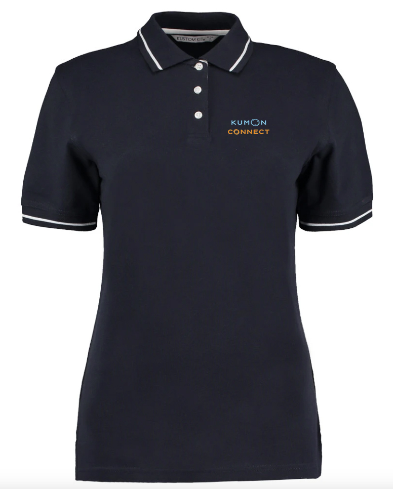 Kumon Contrast Polo Shirt Ladies - Navy/White